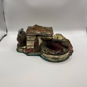 Vintage Mid Century Japan Metal Smoking Set Art Deco Lighter ,Ashtray and Holder